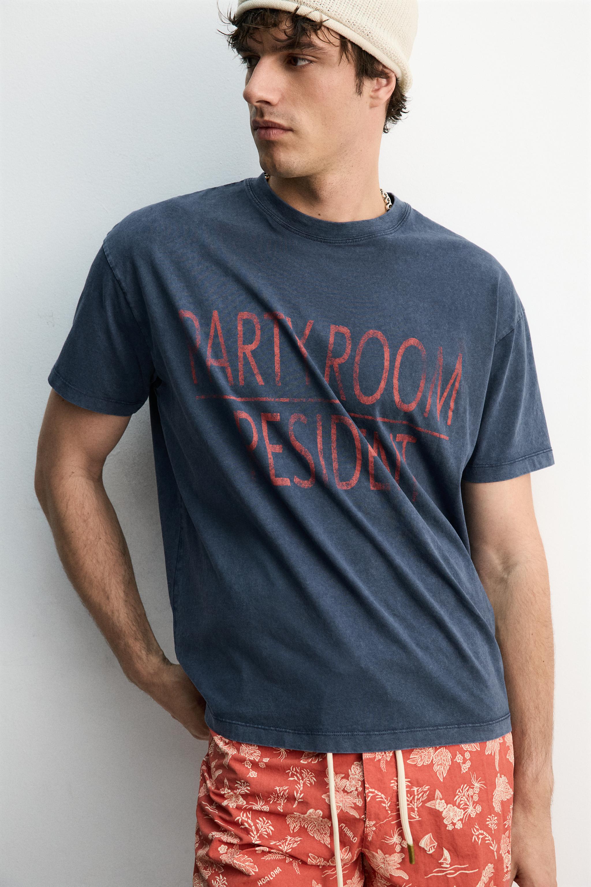 WASHED EFFECT TEXT T-SHIRT